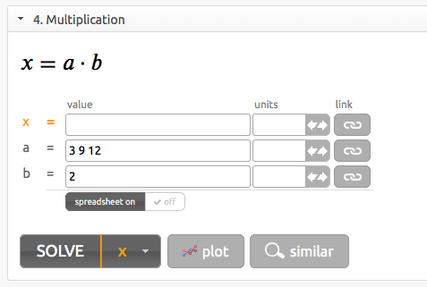 input variable values